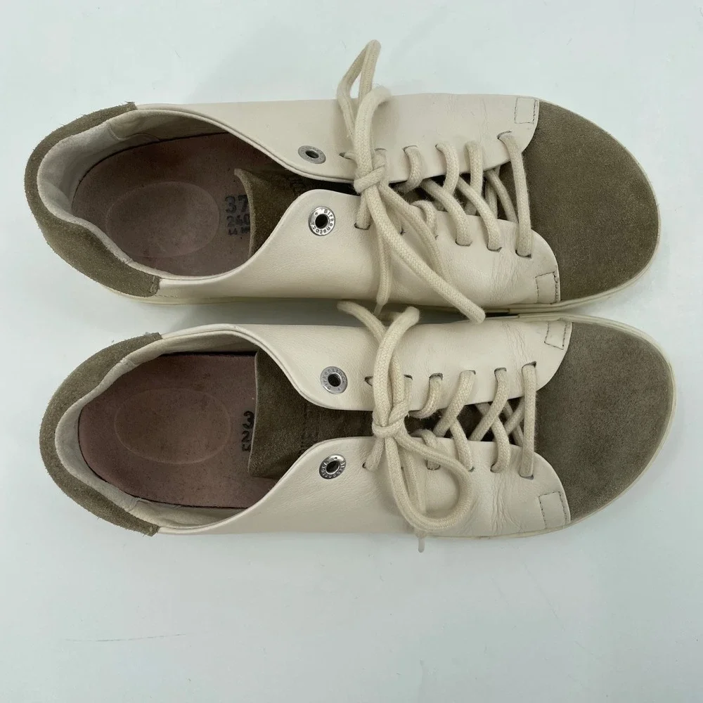 Birkenstock Womens Bend Low Sneaker Size 37 US 6 Eggshell Taupe Leather Nubuck‎